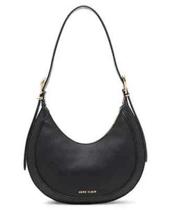 Bolso de Hombro Anne Klein Para Mujer Esculpido Hebilla Media Luna Negro Dorado - Imagen 1 de 7