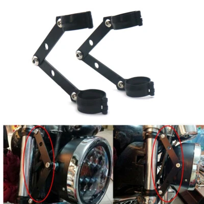 Soporte de horquilla de montaje indicador de faros ajustable de metal negro de 41 mm para Harley Foto 1 de 4
