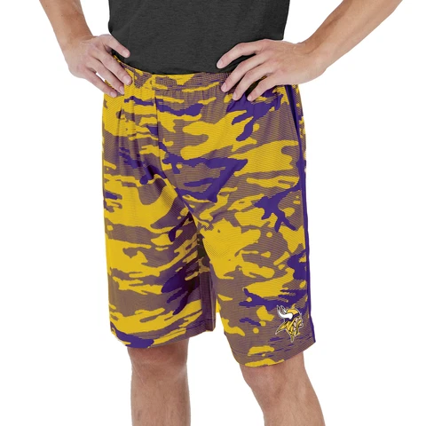 Zubaz Men's NFL Minnesota Vikings Lightweight Camo Lines Shorts with Logo Cover