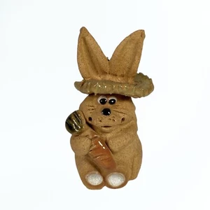 Vintage Hindt Ceramic Clay Bunny Rabbit Figurine Hare Sculpture Mini Art Kitsch - Picture 1 of 12