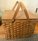 VTG EARLY 90'S UNUSED WOVEN WOOD W/CHECKED FABRIC INTERIOR & PLASTIC ACCESSORIES