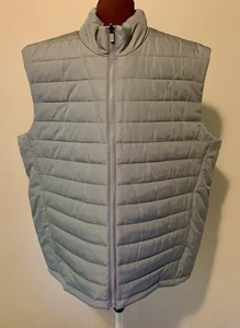 Lands End Mens Quilted Puffer Vest XL Gray Full Zip Pockets Oeko Tex Jacket - Picture 1 of 7