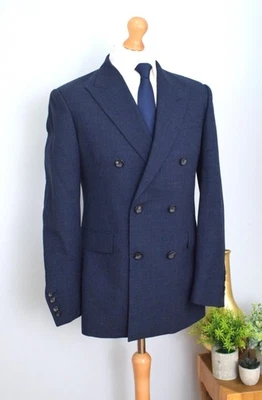 Chaqueta HACKETT MAYFAIR x FOX BROTHERS Azul Marino Glen Check Hopsack Talla 40R/50R Grande Foto 1 de 4