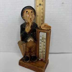 Vintage Thermometer Figur Mann & Regenschirm 1952 Multi Products Inc. Syroco Holz - Bild 1 von 15