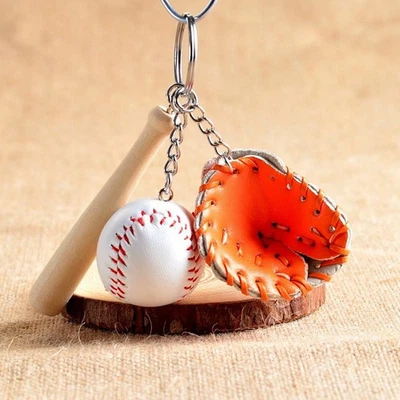 1 set di ciondoli mazza da baseball in miniatura legno artigianali mazze da baseball bomboniere - Immagine 1 di 4