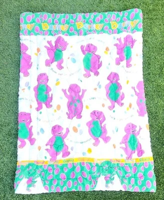 Manta Colcha Edredón Doble Dinosaurio Púrpura Barney Baby Bop Años 90 De Colección Foto 1 de 4