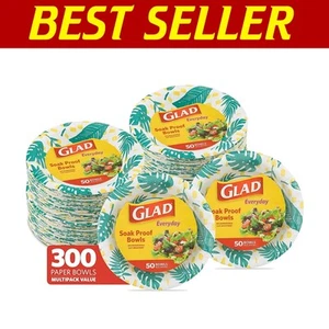 Heavy Duty 16oz Paper Bowls with Palm Leaves Design - 300 Count, Microwave Safe - Picture 1 of 8