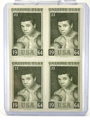 1964 Slania Stamps Block of 4 Muhammad Ali/Cassius Clay Rookie - Image 1 of 2