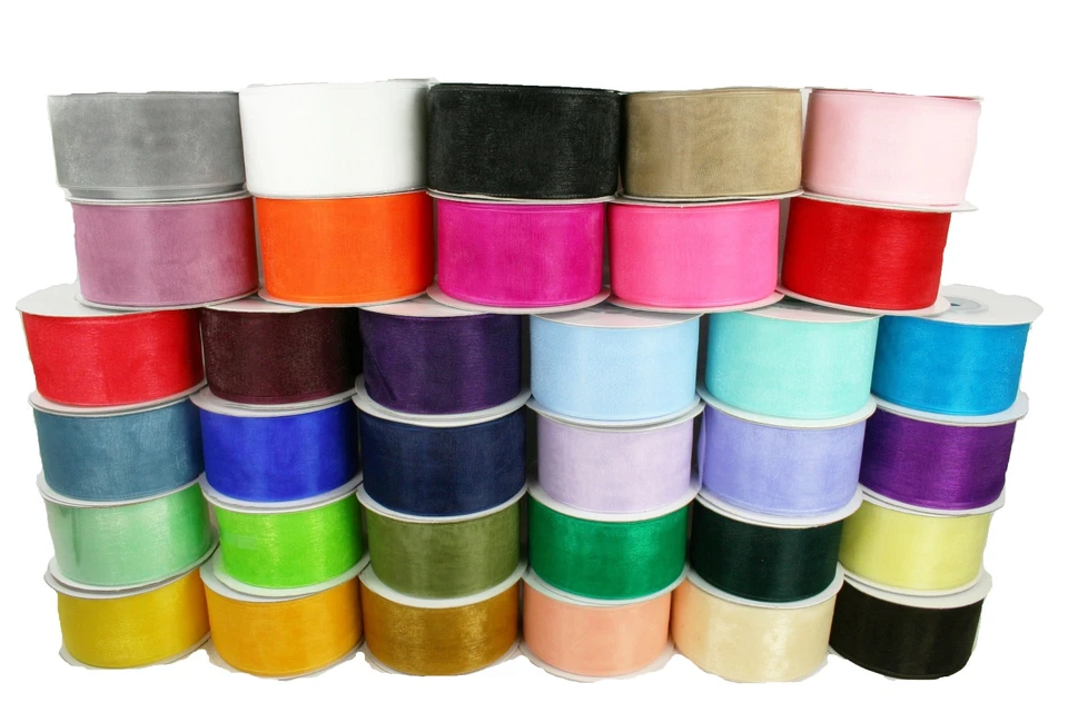 Cinta transparente de organza lisa de 1-1/2" 100 % nailon elige color y yardas cantidad Foto 1 de 1