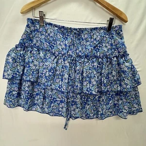 Wild FableMini Falda Mujer L Niveles Estampado Floral Azul Forrada Nueva Con Etiquetas - Imagen 1 de 6
