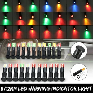 12V 8mm Car Symbol LED Dash Panel Warning Pilot Light Bulb Indicator Lamps - Picture 1 of 7