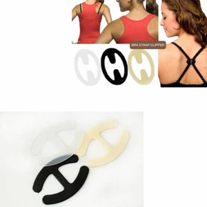 12 H-Shaped & 12 Oval Bra Clips for Straps in Nude Black Clear - Bild 1 von 4