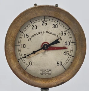 FAIRBANKS MORSE 50 PSI Steam Pressure Gauge Vintage 6" Dia Face,  ! - Picture 1 of 14