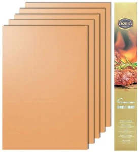 5 BBQ Copper Grill Mats Baking Mats Non Stick Mat Pad Bake Cooking Sheet Liner - Picture 1 of 7