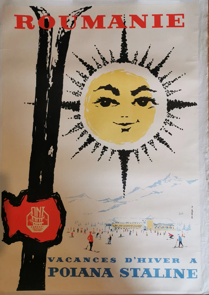 AFFICHE ORIGINALE D'EPOQUE. ROUMANIE.SPORT D'HIVER. LES CARPATES. ION DRAGAN. 59 - Photo 1/1