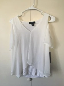 BCX Juniors Womens Embellished Cold-Shoulder Necklac Top Size M - Picture 1 of 7
