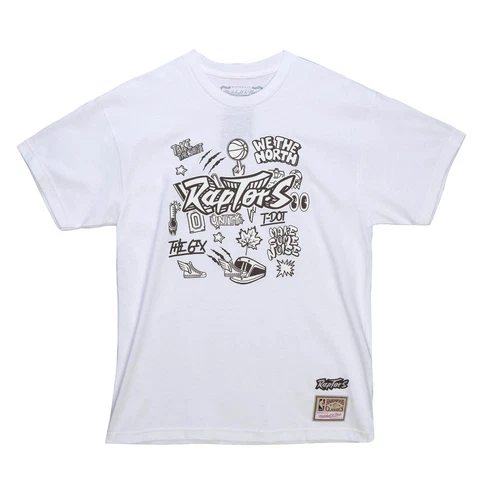 Men's Mitchell & Ness White NBA Toronto Raptors Doodle S/S T-Shirt Cover