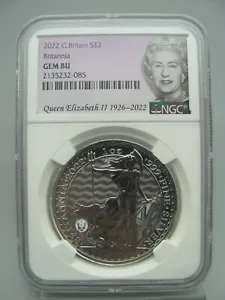 2022 Great Britain Silver 2 Pound Britannia NGC Gem BU - Picture 1 of 4
