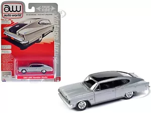 1965 AMC RAMBLER MARLIN SILVER 1/64 DIECAST MODEL CAR BY AUTO WORLD AWSP157 - Picture 1 of 1