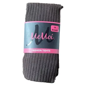 MeMoi MK-302 Cotton Ribbed Brown Opaque Tights Girls Size 10 NWT - Picture 1 of 7