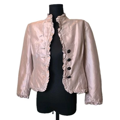 Kay Unger Jeweled 3 Button Pink 100% Silk Dressy Formal Evening Blazer Size 4 - Image 1 of 4