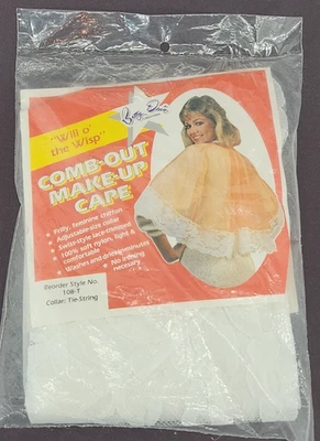 Capa de maquillaje vintage Betty Dain peine blanco de gasa encaje Will o' Wisp Foto 1 de 2