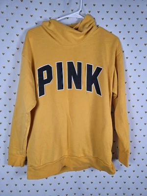 Victorias Secret Rosa Amarillo Logo Suave Suéter Camisa Crew Cuello Holgado Pequeño Foto 1 de 4