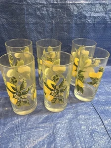 Tumblers Crisa Glassware Royal Norfolk Lemon Tree Vintage Set Of 6 1970s 16 Oz - Picture 1 of 5