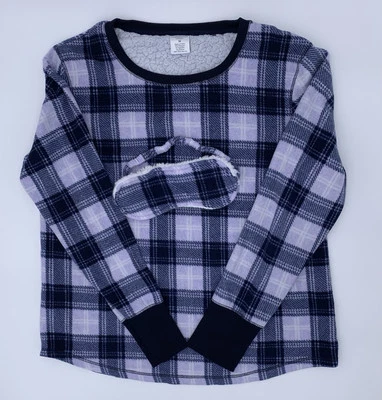 Camisa de franela Croft & Barrow íntimates mediana con máscara para dormir azul marino a rayas Foto 1 de 3