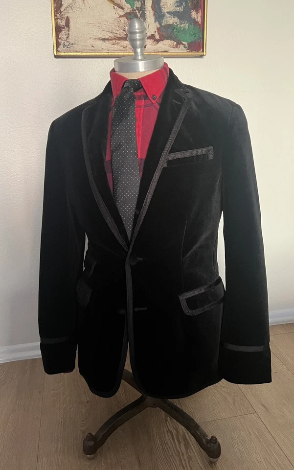 Blazer de terciopelo negro talla mediana Rugby Ralph Lauren para hombre Foto 1 de 4