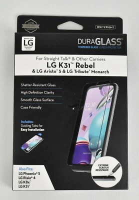 Duraglass Tempered Screen Protector for LG K31 Rebel & More - Image 1 of 2