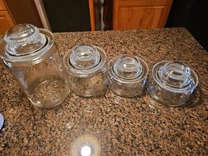 Vintage Silex Fresherator Heavy Glass Lidded Refrigerator Jar Cannister Set (4) - Picture 1 of 20