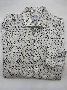 $80 Calvin Klein Men's Slim-Fit White Stretch Button Dress Shirt Size 17.5 32/33 - Picture 1 of 2