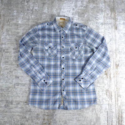 Sovereign Code Shirt Mens Size M Plaid Button-Up Long Sleeve Blue Geometric - Image 1 of 4