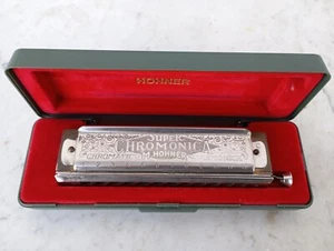 Vintage Germany Hohner Super Chromonica 270 Key Of Bb Harmonica & Case - Picture 1 of 19