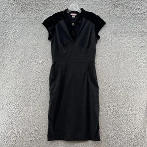 Pinup Couture Dress Womens XL Black Velvet Trim Sheath Wiggle Rockabilly Retro - Picture 1 of 13