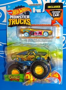 Hot Wheels 2022 Monster Trucks w Bonus Crushed Car Chassis Snapper & Sudden Stop - Picture 1 of 5