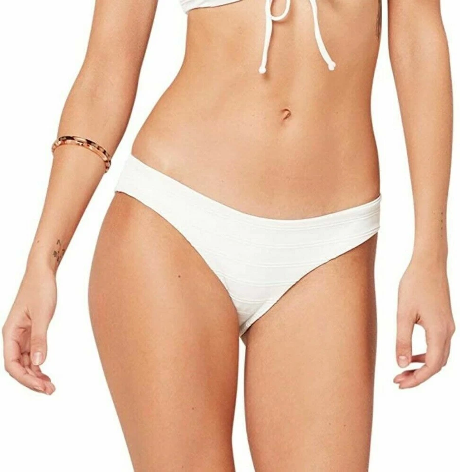 L*Space Women's White Textured Hipster Bikini Bottom Swimwear Size M