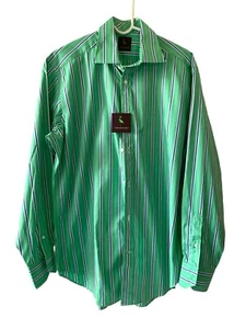 HERREN NEU TAILORBYRD GESTREIFT L/S KNOPFLEISTE VORNE FLIP MANSCHETTE KLEID HEMD L NEU MIT ETIKETT - Bild 1 von 6