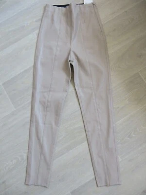 Neue Zara Leggings aus Kunstleder, Gr. XS, beige, HI-RISE. - Bild 1 von 3