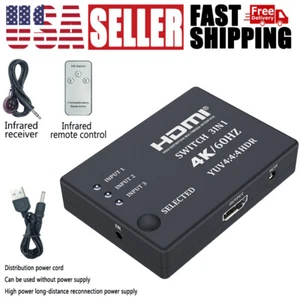 4K 60hz HDMI Switch Switcher 3 Port Switche 3 In 1 Out With Remote Control - Picture 1 of 5