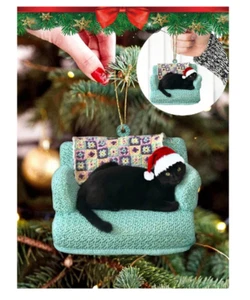 Charming Black Cat Christmas Tree Ornament - Acrylic Holiday Decor Pendant NEW - Picture 1 of 8