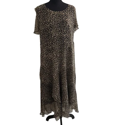 Maxi Vestido Vintage Robbie Bee Mujer 100% Seda Gasa Manga Acampada en Niveles 18W Foto 1 de 4