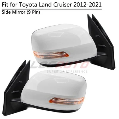For Toyota Land Cruiser 2012-2021 2Pcs Rearview Mirror W/ Turn Light Side 9 Pin - Image 1 of 4