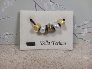 NIB Bella Perlina 5 slider Charms beads gold, pearl & multi stones - Picture 1 of 2