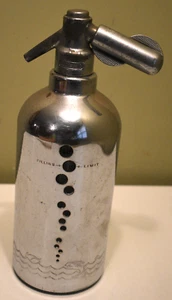 Vintage Soda King Chrom Selters Flasche Syphon Siphon mit Blasen Fisch Wellen - Bild 1 von 6