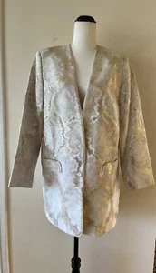 Vintage Retro Liz Davenport Cream Gold & Pink 80’s 90’s Oversize Blazer Size 10 - Picture 1 of 4