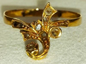 BAGUE ÉLISABETHIENNE POUR DAMES. OR. DIAMANTS. ESPAGNE. XIXÈME SIÈCLE - Imagen 1 de 3