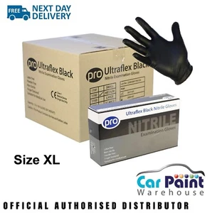 10 x PRO Ultragrip Nitrile Black Gloves Size XL Powder Free 100pk Bodyshop - Picture 1 of 2