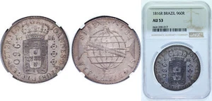 Brazil 1816 R 960 Réis Silver 896 NGC AU 53 - Picture 1 of 1